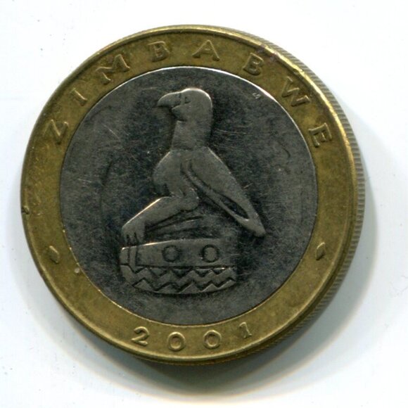 2001 Zimbabwe Bimetallic Rhino $5 Coin (b489-5) - Picture 1 of 2